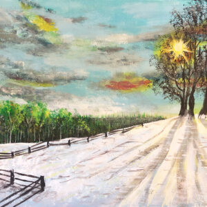 Original - Sunrise in the Snow - Hand-painted acrylic on canvas